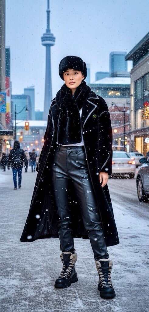 The Iconic Italian Black Shearling Long Coat | A Lifetime