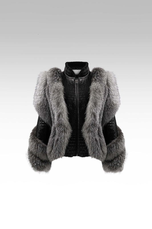 Crocodile Shearling & Silver Fox Fur Jacket