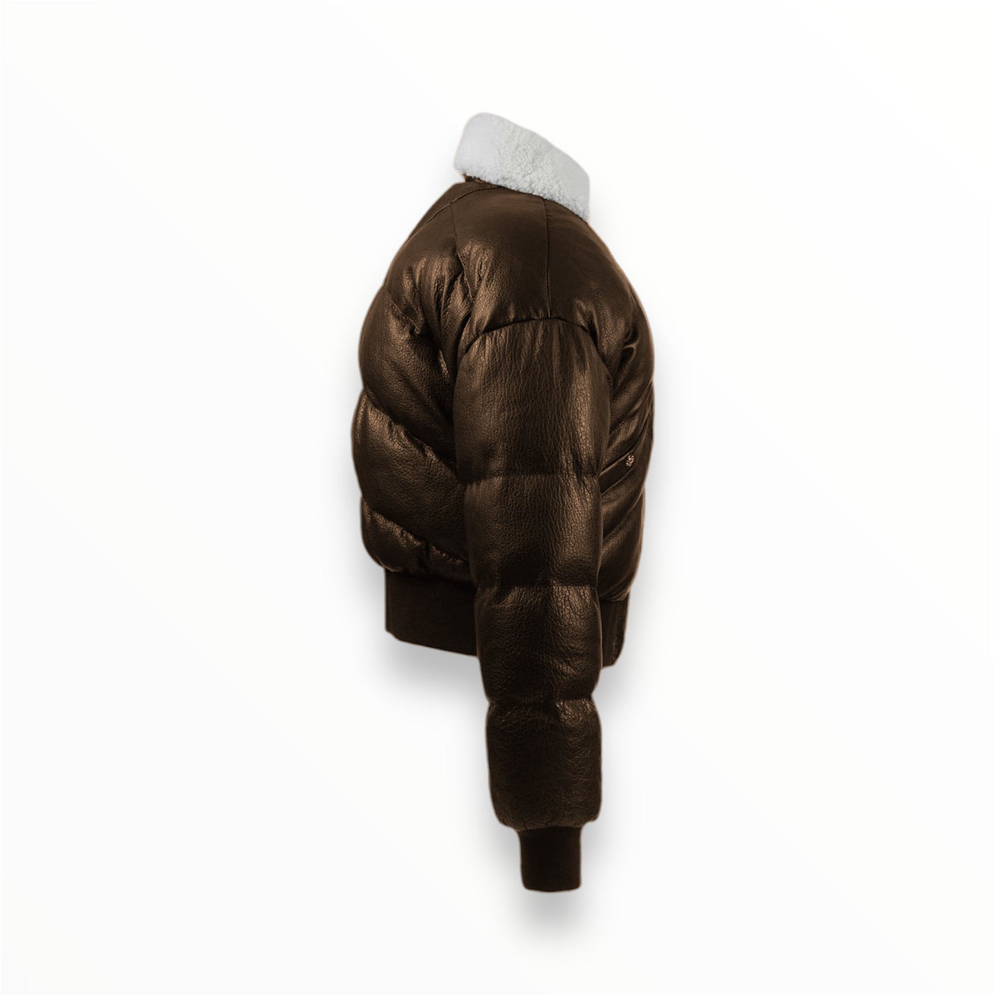 Cognac Shearling Lambskin Puffer Jacket