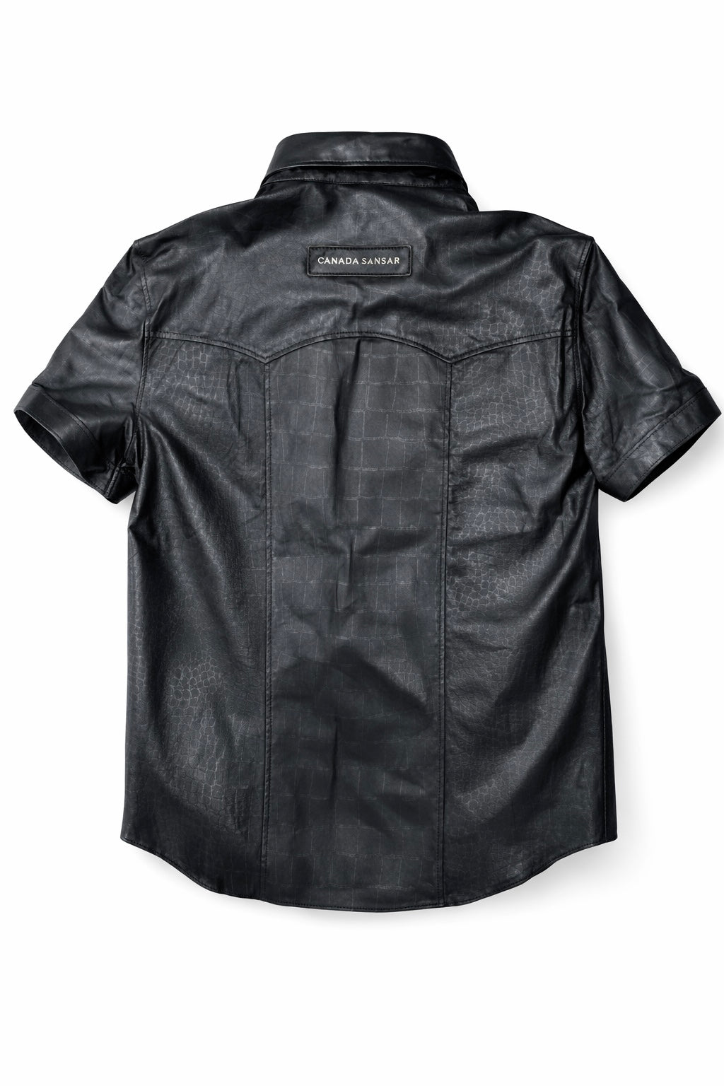 2026 New Era Collection The Venezia Croc-Embossed Short Sleeves Lamb Leather Shirt