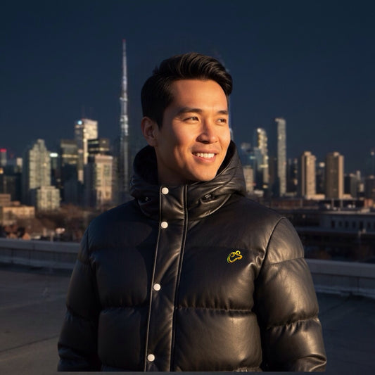 Black Smooth Lambskin Hooded Puffer Jacket