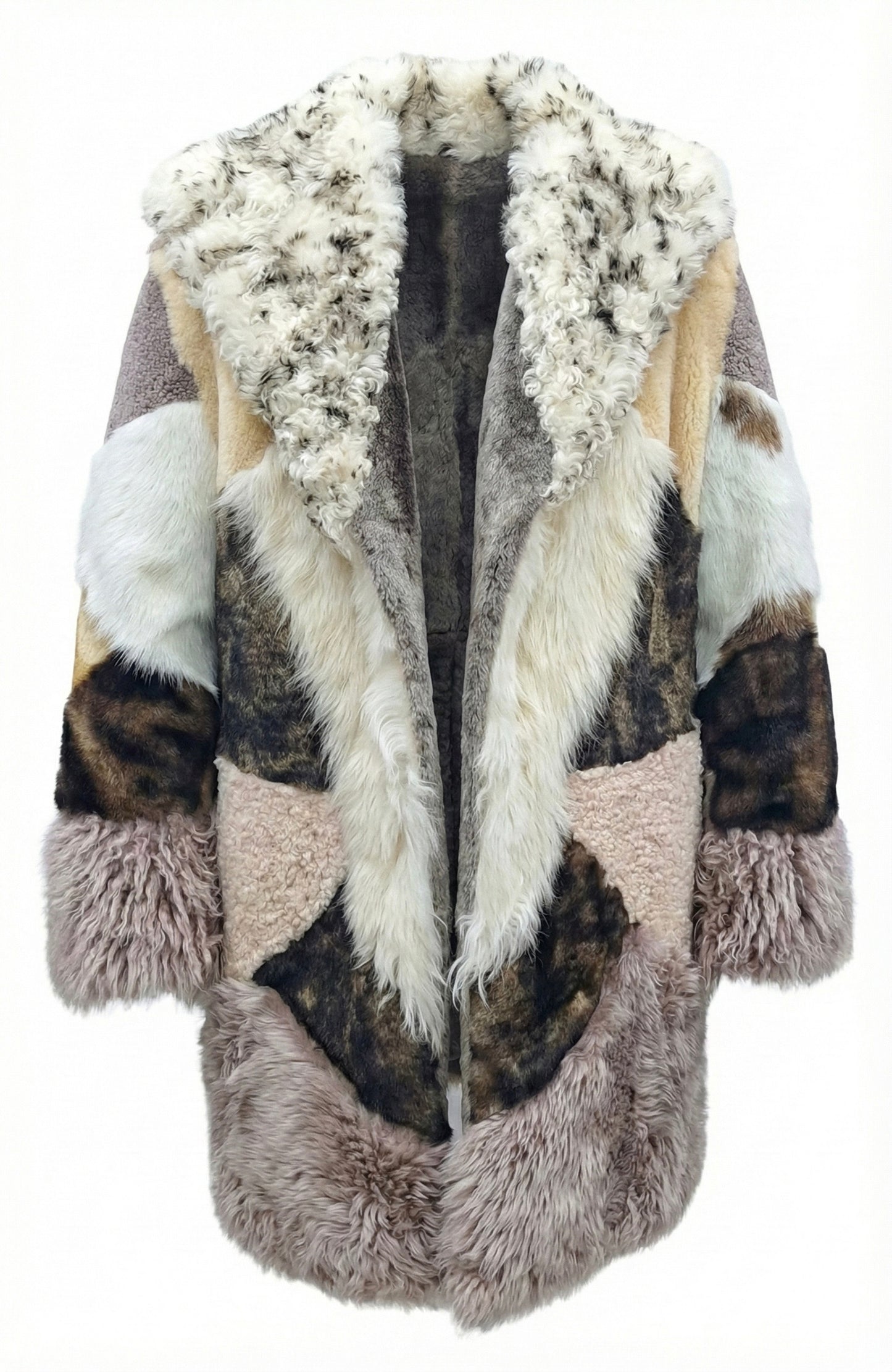 2026-27 NEW ERA COLLECTION Iconic Intarsia Shearling “MIRROR” Long Fur Coat (unisex)