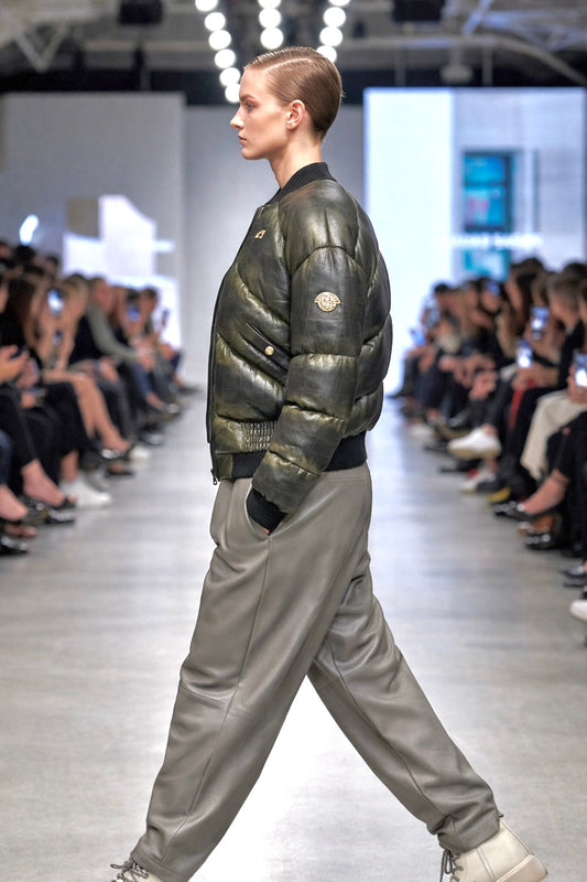 2026 New Era Collection The Patina Crocodile-Embossed Lamb Leather Puffer Jacket.