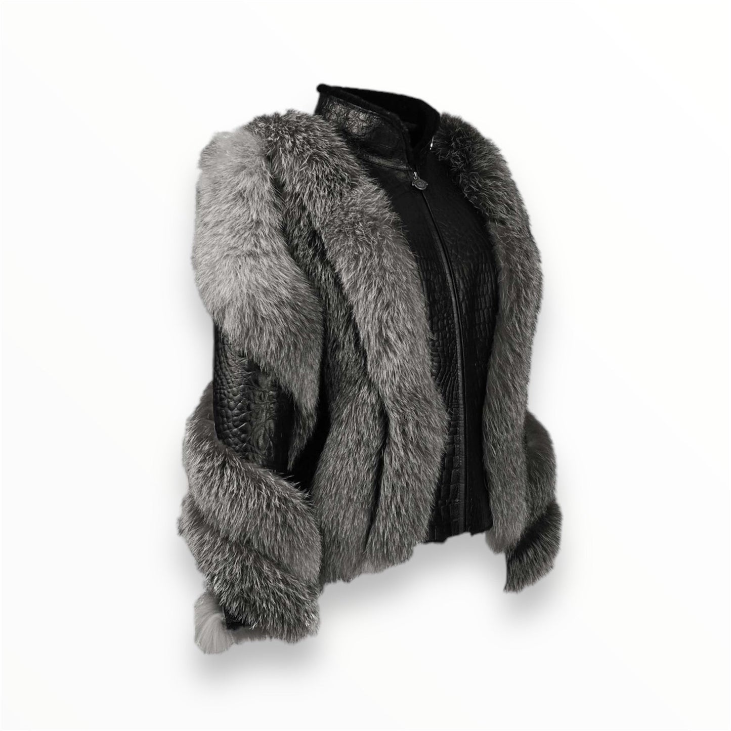 Crocodile Shearling & Silver Fox Fur Jacket