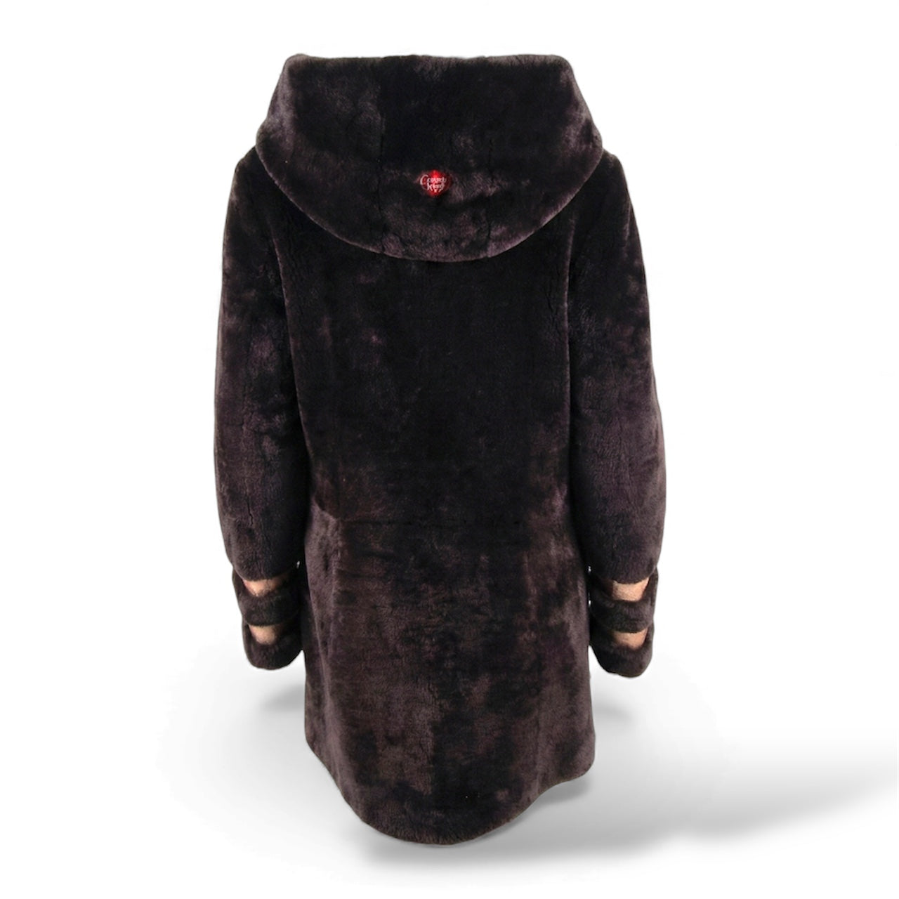 Luxury Shearling Pea Coat | Chestnut Brown with Gold Signature Buttons