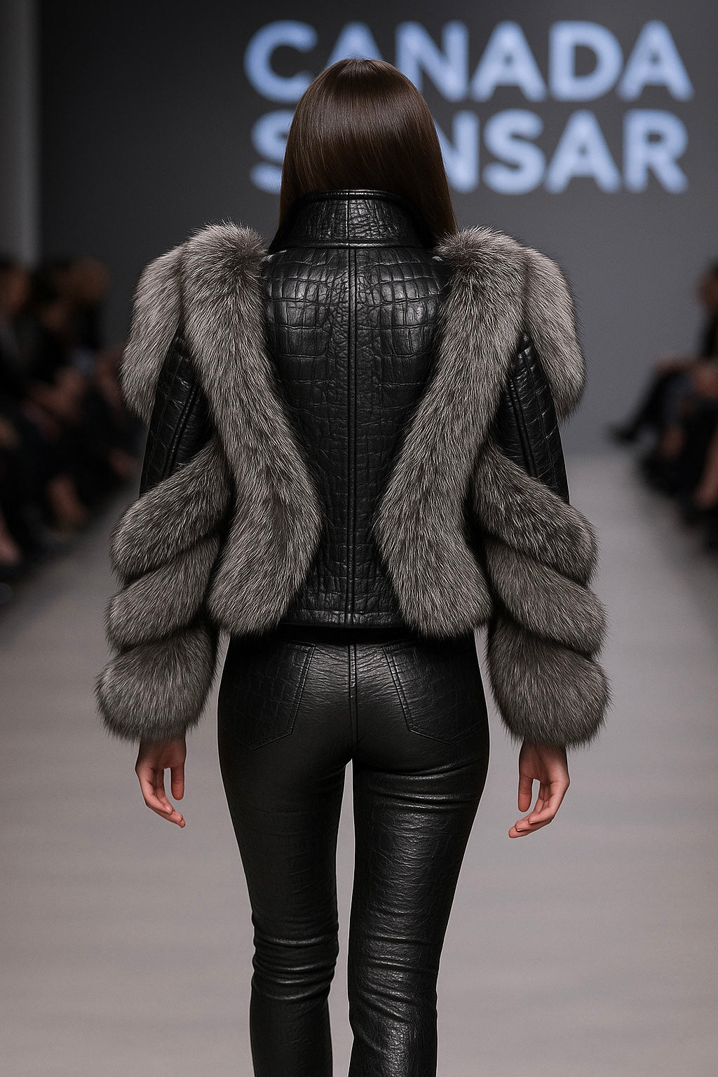 Crocodile Shearling & Silver Fox Fur Jacket