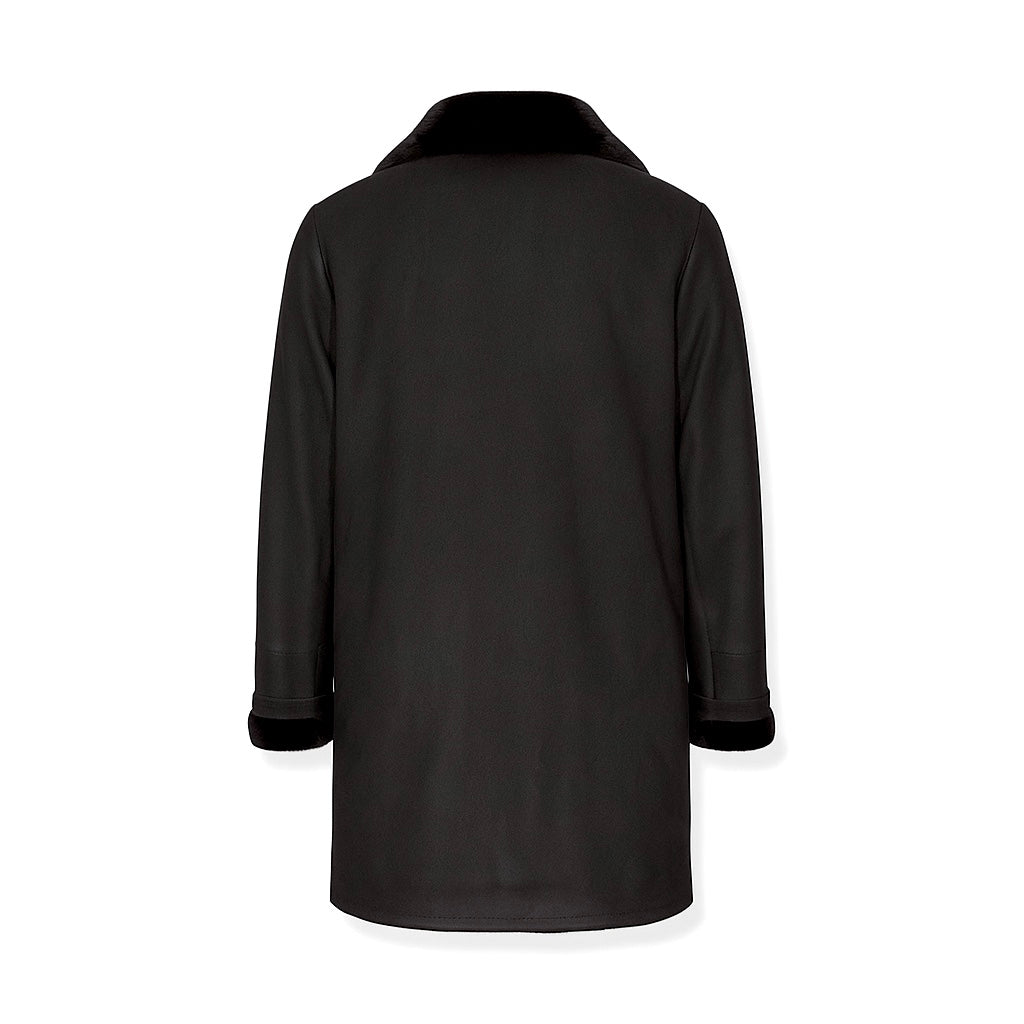 Limited Edition Black Astrakhan Nubuck Shearling Coat with Black Mink Fur Lapel