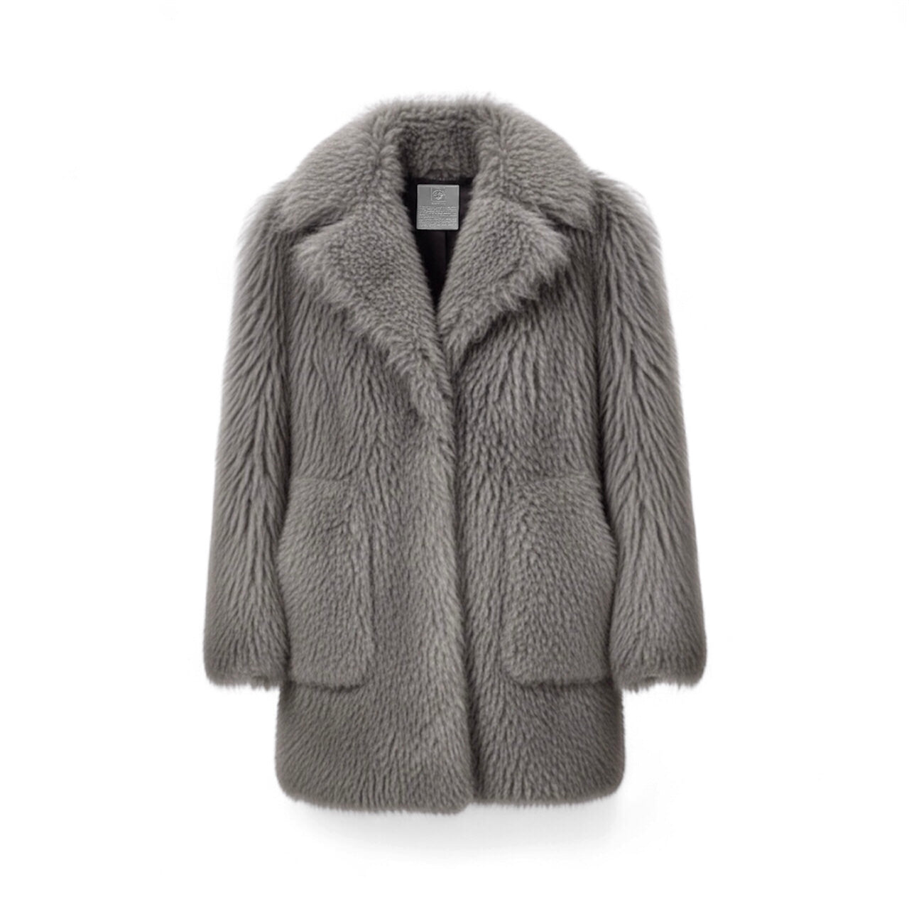 Iconic Luxury Italian Light Silver-grey Toscana Lamb Shearling Fur Coat.