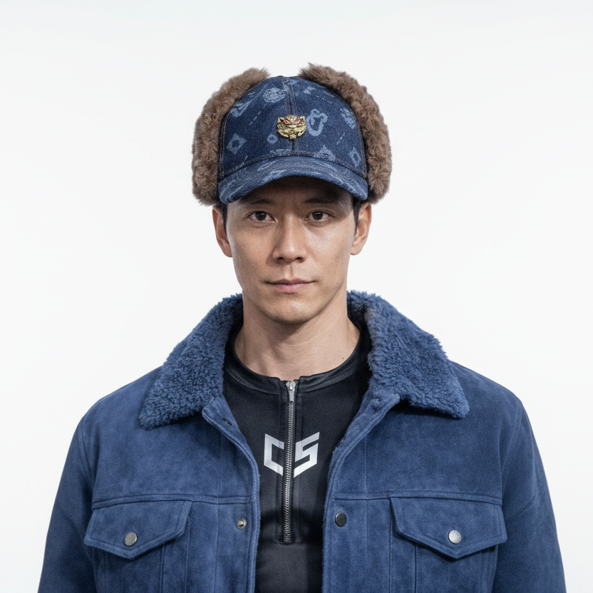 2026-ICONIC UNISEX CS MONOGRAM LAMB SHEARLING FUR/DENIM HAT