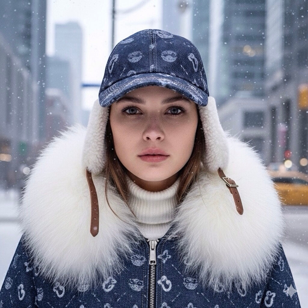 ICONIC UNISEX CS MONOGRAM LAMB SHEARLING FUR/DENIM HAT - FW25-26 LIMITED EDITION