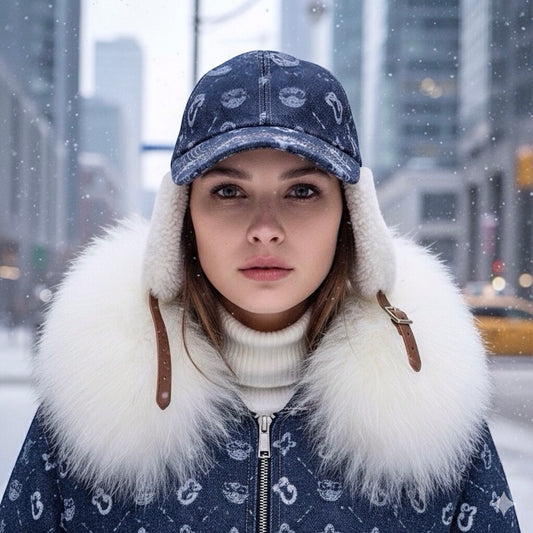 ICONIC UNISEX CS MONOGRAM LAMB SHEARLING FUR/DENIM HAT - FW25-26 LIMITED EDITION