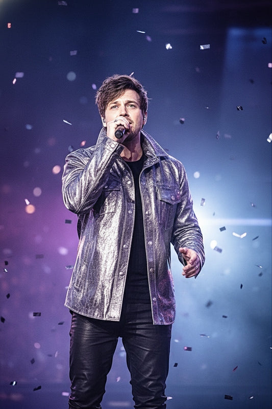 Lightweight Metallic Foil Bronze Lamb Leather Jacket