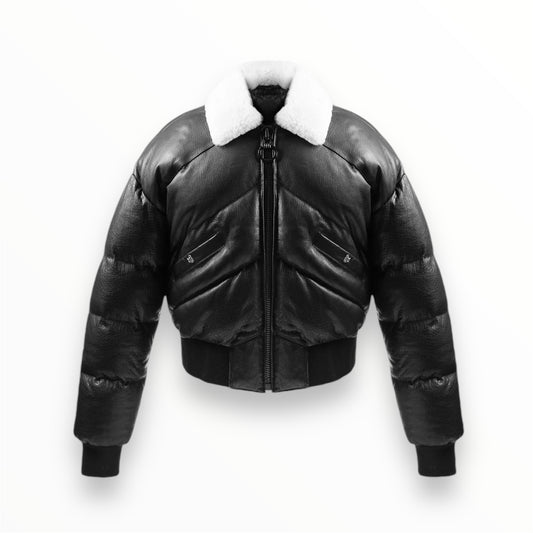 Noir Shearling Lambskin Puffer Jacket