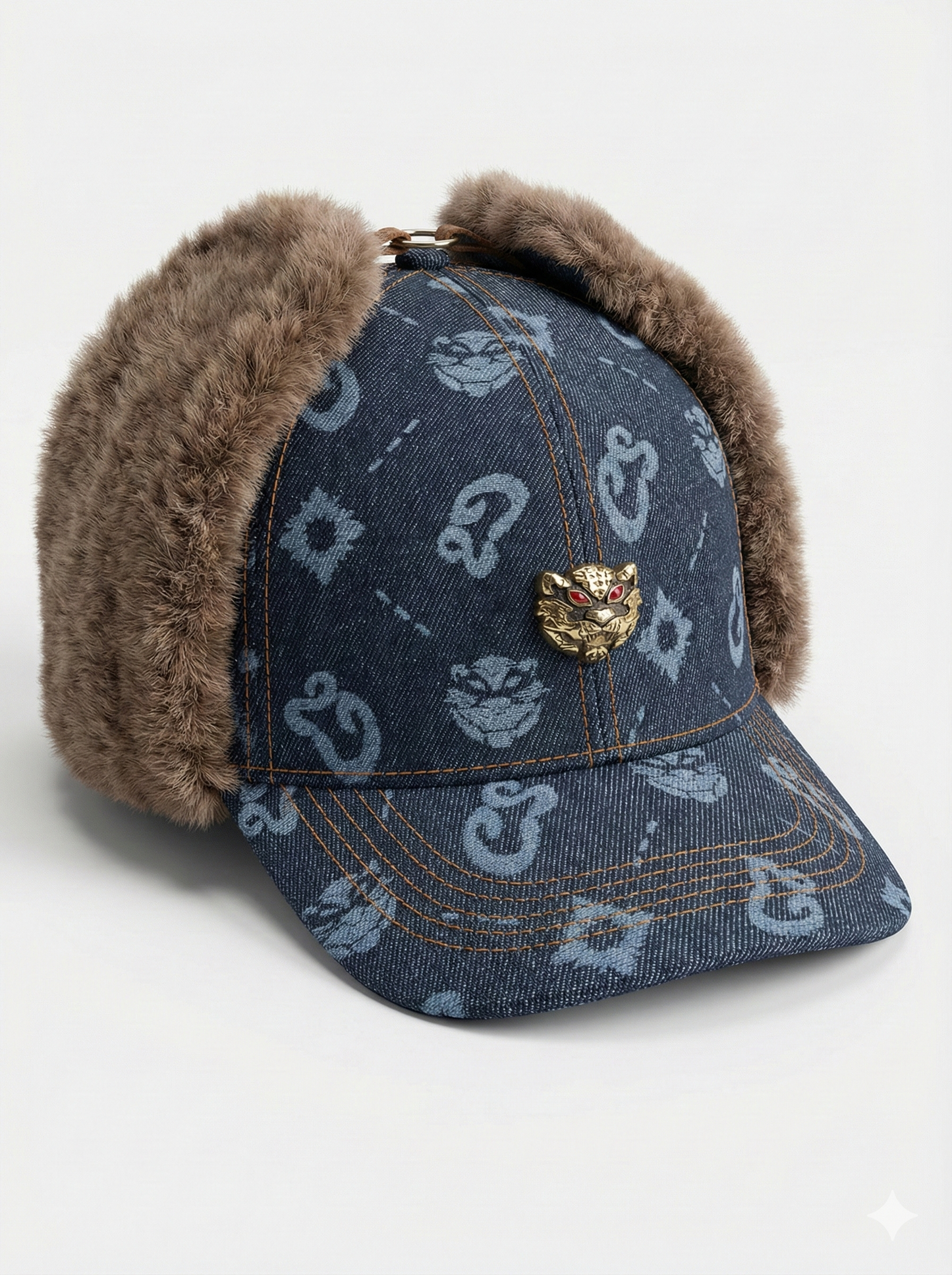 2026-ICONIC UNISEX CS MONOGRAM LAMB SHEARLING FUR/DENIM HAT