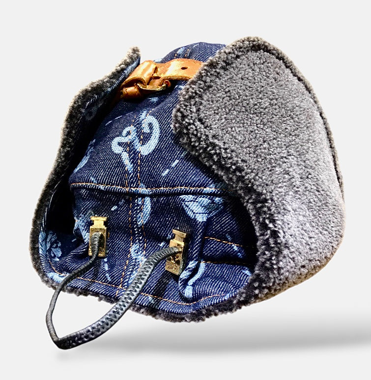 2026-ICONIC UNISEX CS MONOGRAM LAMB SHEARLING FUR/DENIM HAT