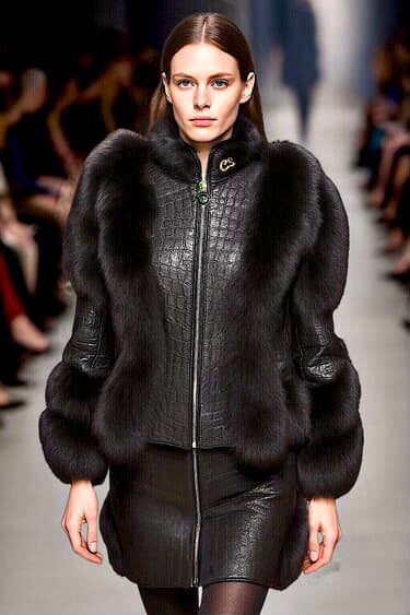 Crocodile Shearling & Midnight Noir Fur Jacket