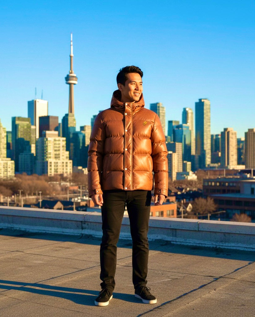 Patina Hooded Lambskin Puffer Jacket