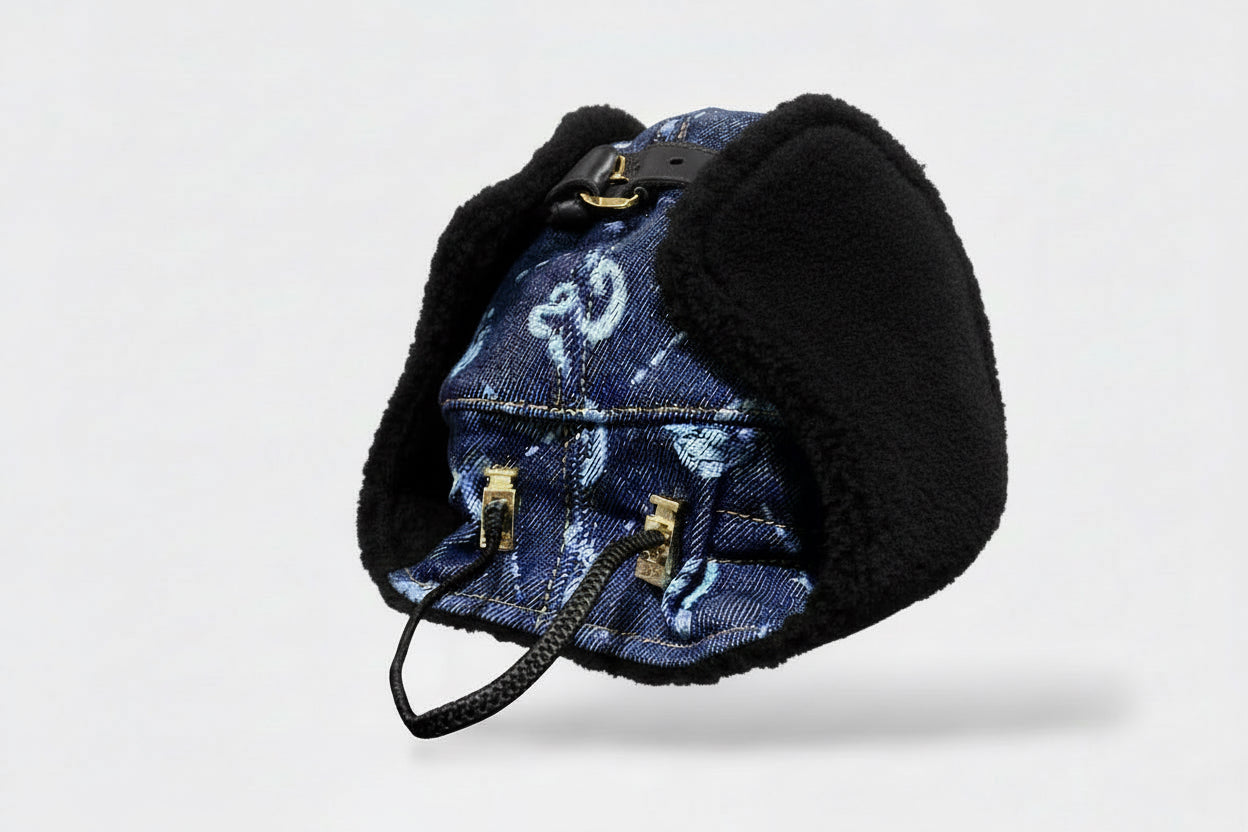 2026-ICONIC UNISEX CS MONOGRAM LAMB SHEARLING FUR/DENIM HAT