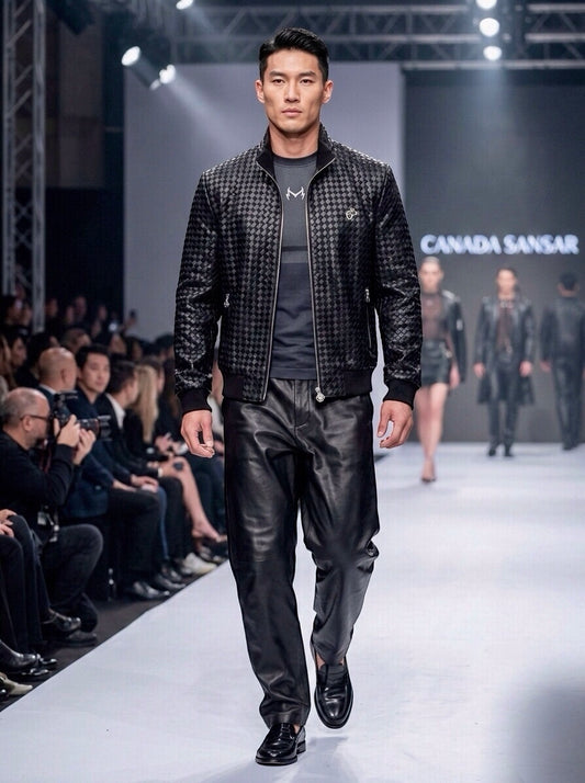 Intrecciato Lamb Leather Jacket