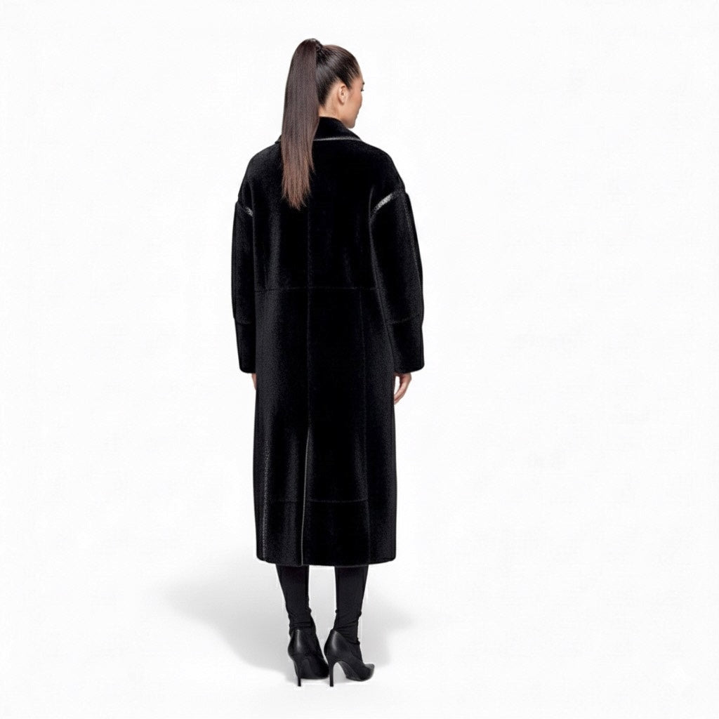 The Iconic Italian Black Shearling Long Coat | A Lifetime