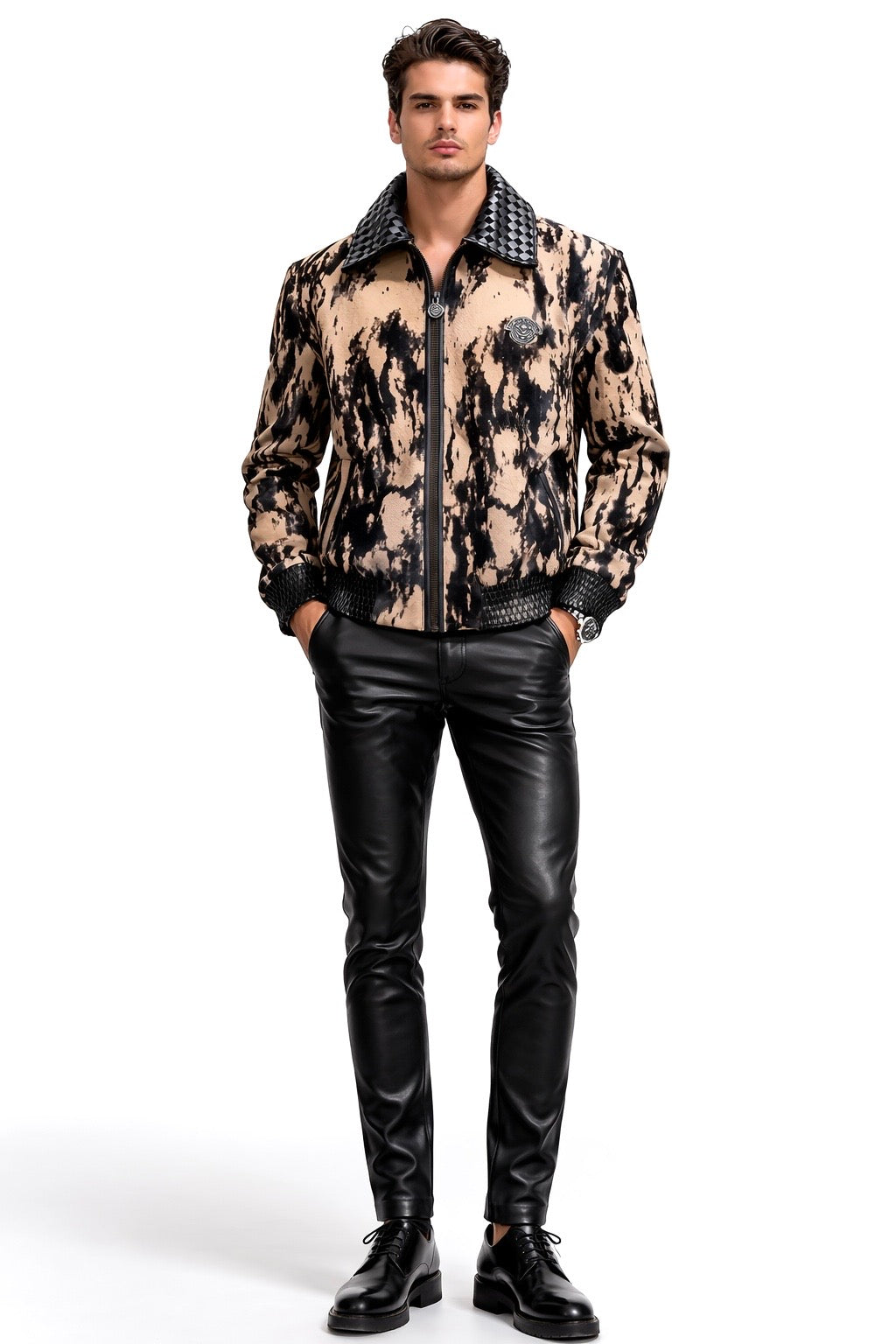 2026 New Era Collection                         Iconic Ultra-Luxurious Customized Baby Pony Hair/Lamb woven Leather Jacket.