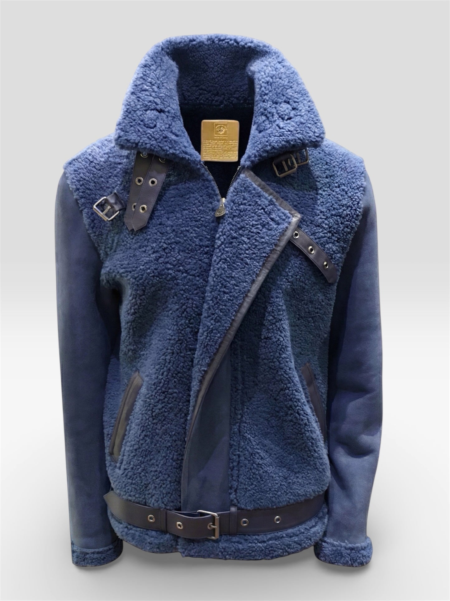 2026 New Era Collection                      Limited Edition of Indigo-Blue Shearling Pilot Jacket.