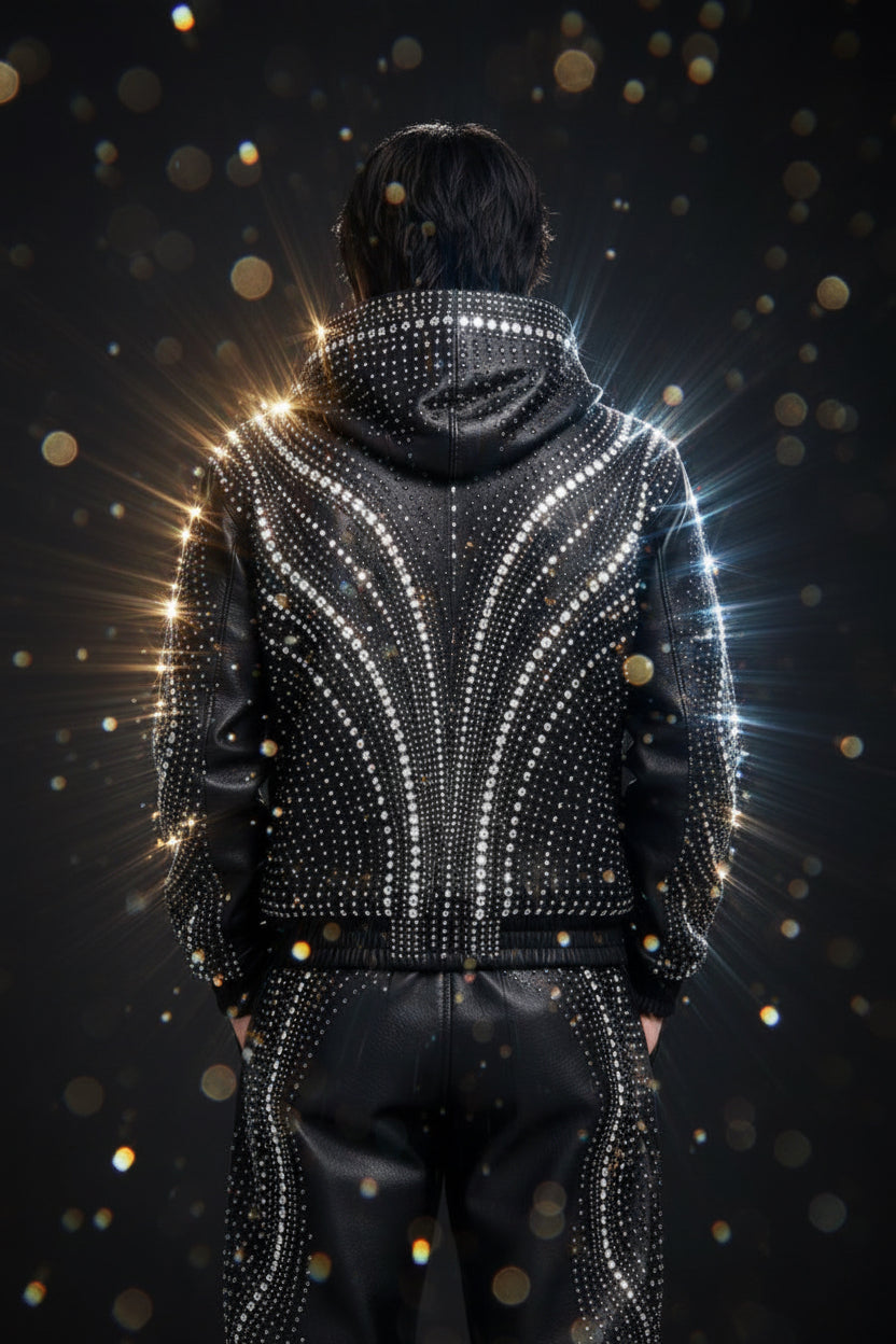 New Era Collection 2026-27     Premium Calf Leather Jacket – Sparkling Crystal Edition. Made-To-Order