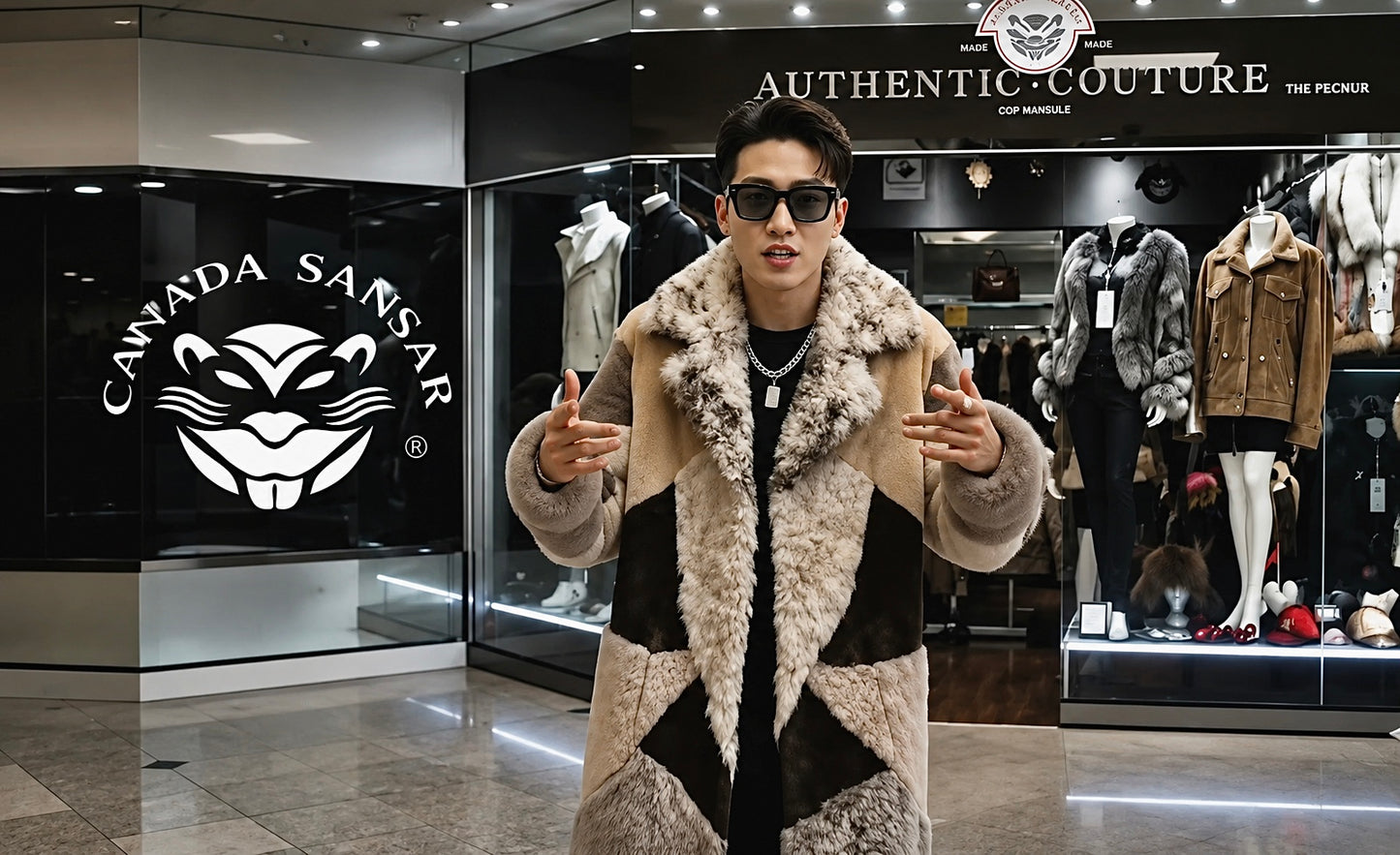 2026-27 NEW ERA COLLECTION               Iconic Intarsia Shearling “MIRROR” Long Fur Coat (unisex)