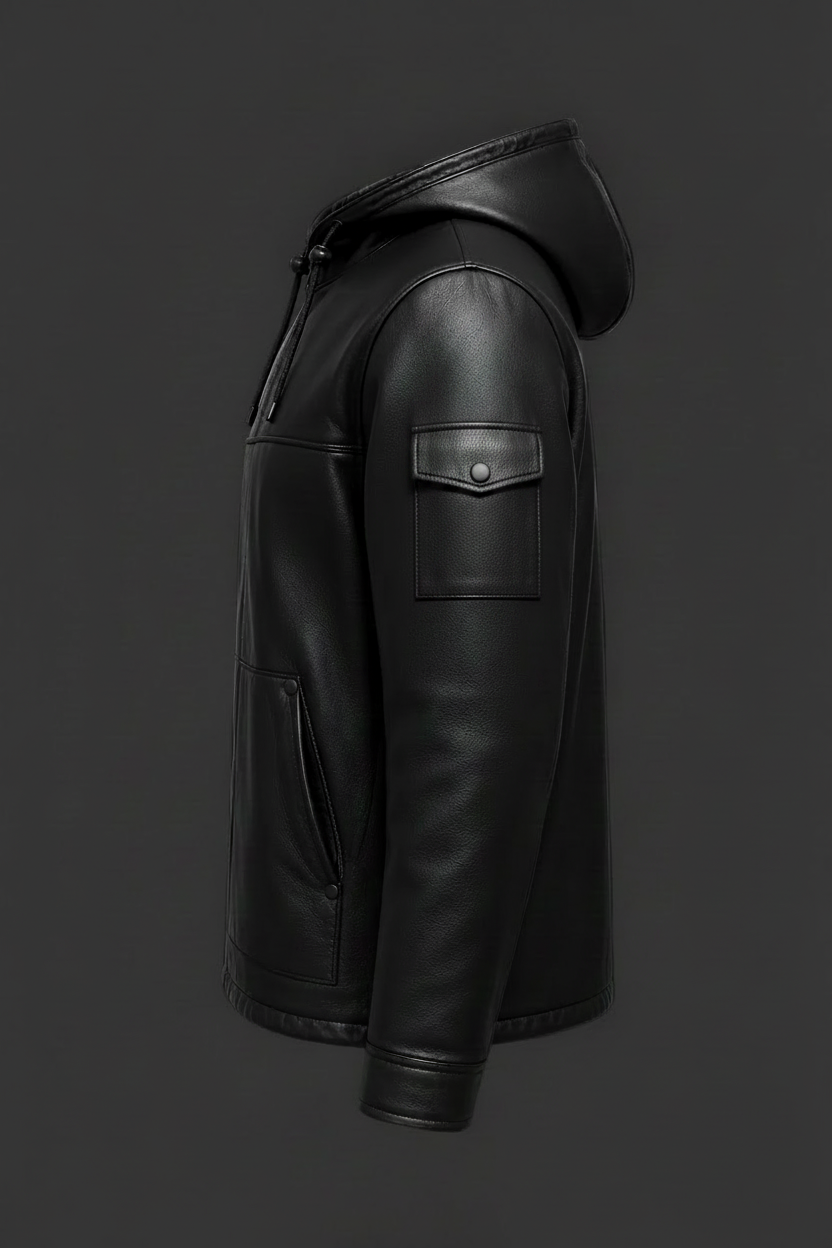 New Era Collection 2026-27.                 Luxury Lightweight Lamb Leather Anorak Hoodie Jacket.