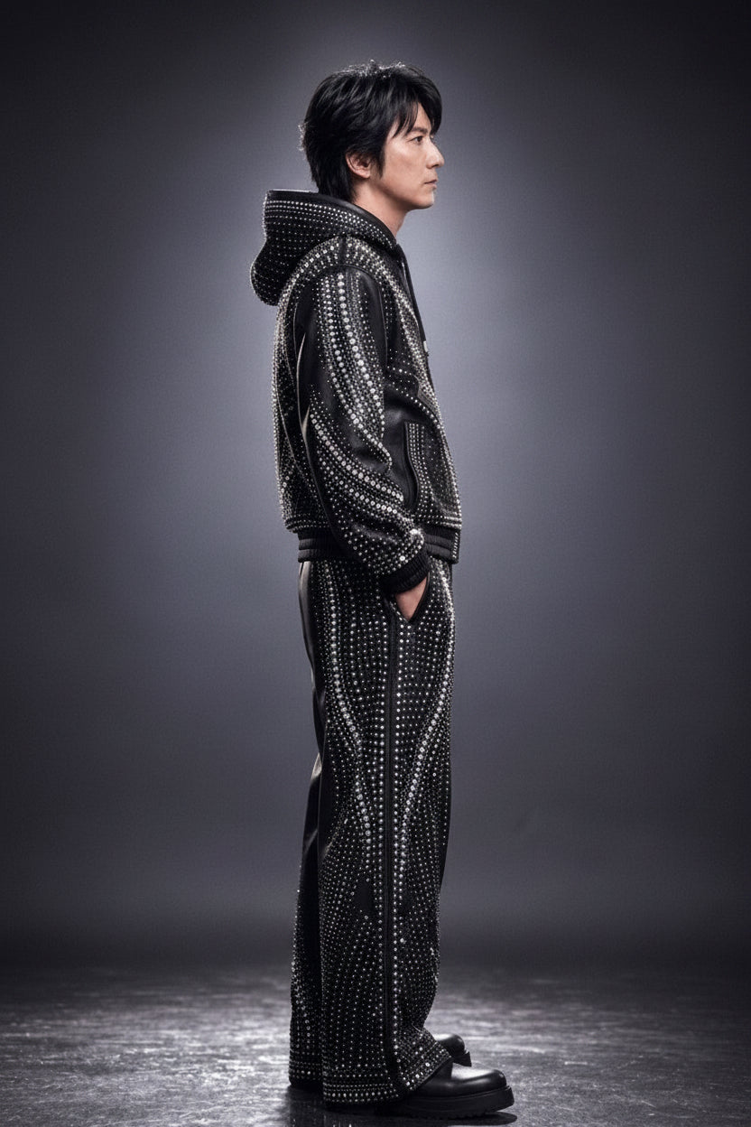 New Era Collection 2026-27     Premium Calf Leather Jacket – Sparkling Crystal Edition. Made-To-Order