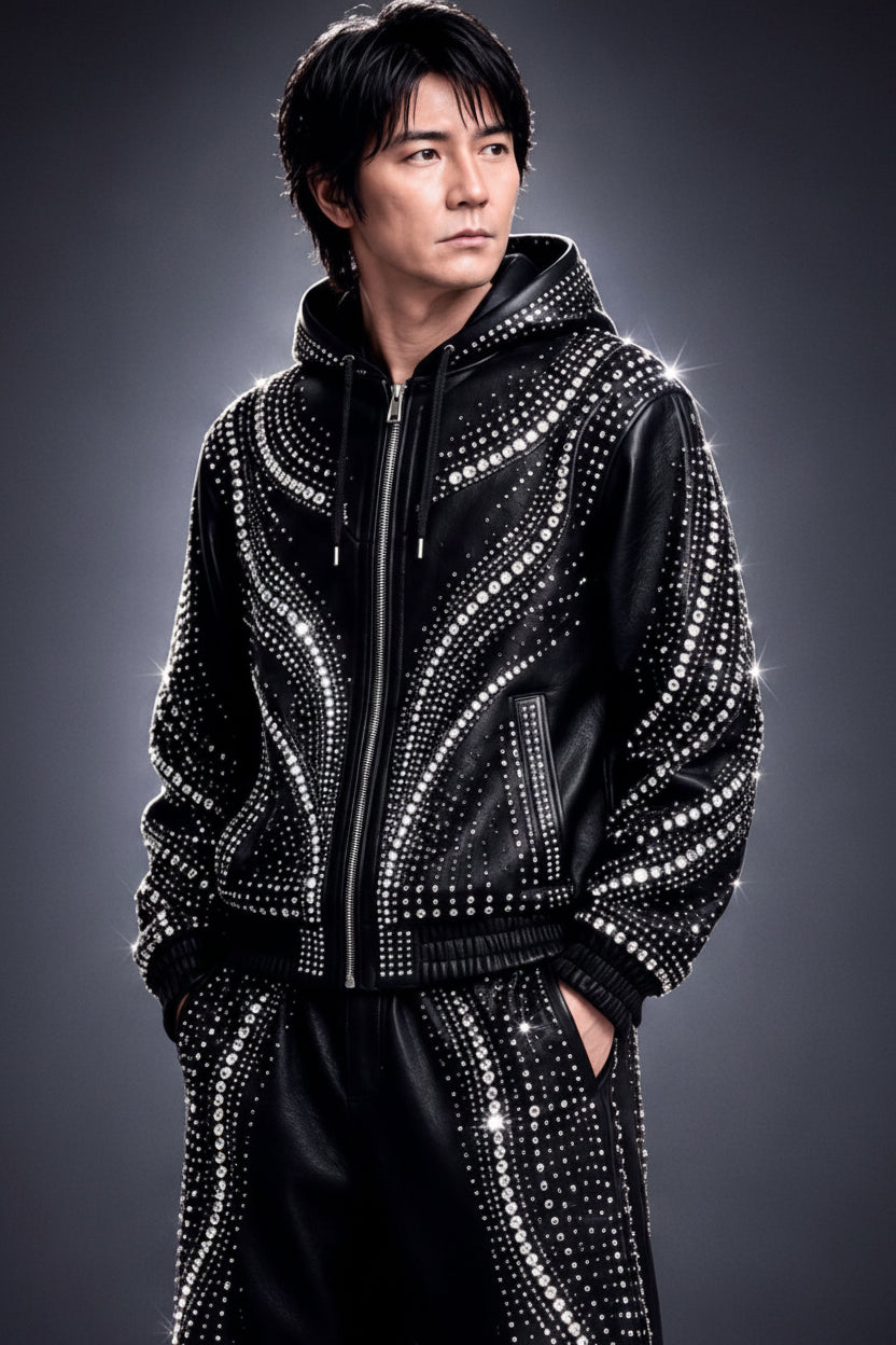 New Era Collection 2026-27     Premium Calf Leather Jacket – Sparkling Crystal Edition. Made-To-Order