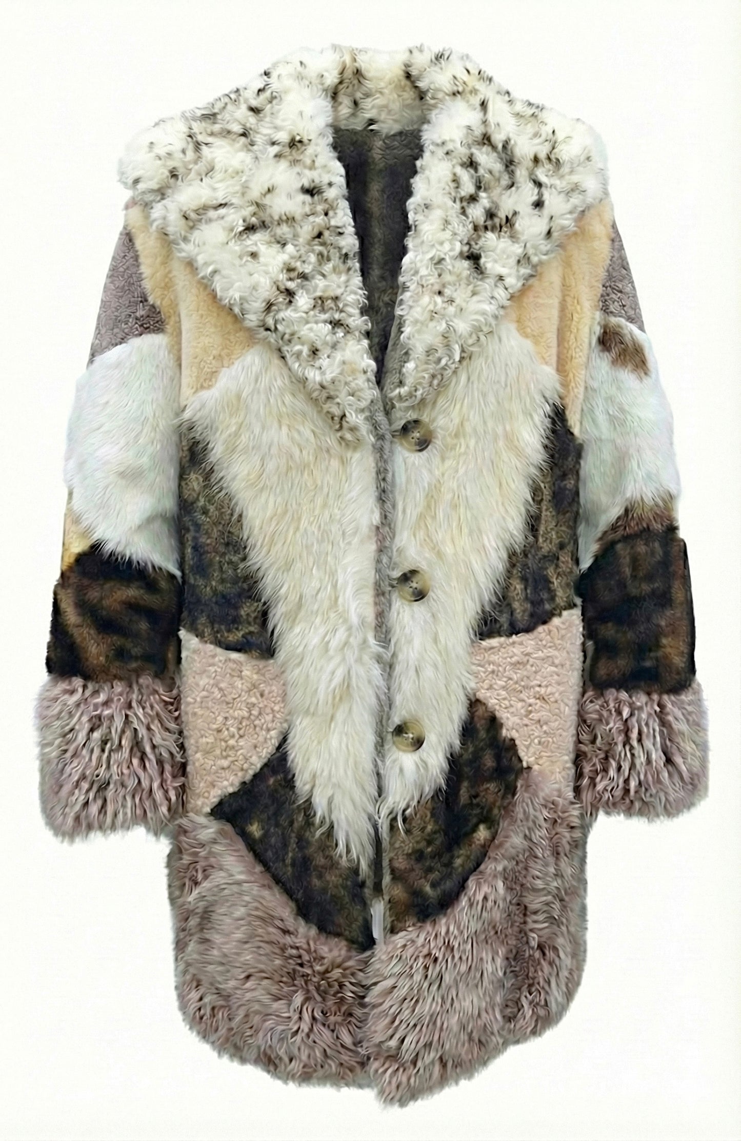 2026-27 NEW ERA COLLECTION               Iconic Intarsia Shearling “MIRROR” Long Fur Coat (unisex)