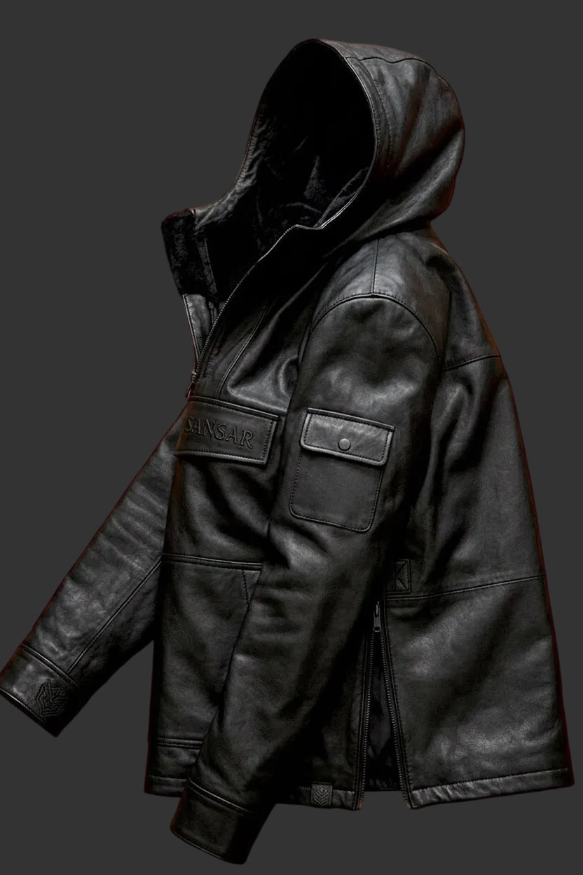 New Era Collection 2026-27.                 Luxury Lightweight Lamb Leather Anorak Hoodie Jacket.