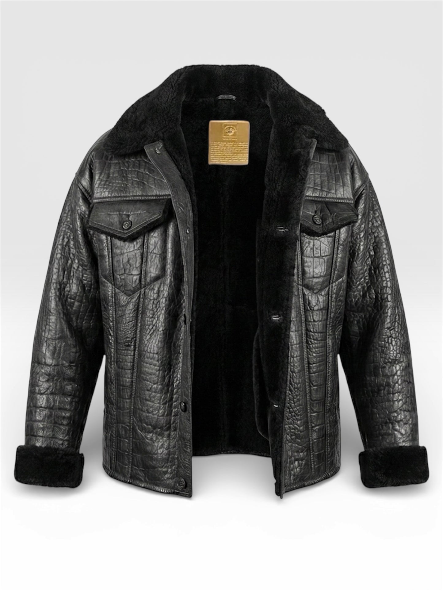 2026 New Era Collection                          The Venetian Croc | 3D Embossed Shearling Oversized Jacket.