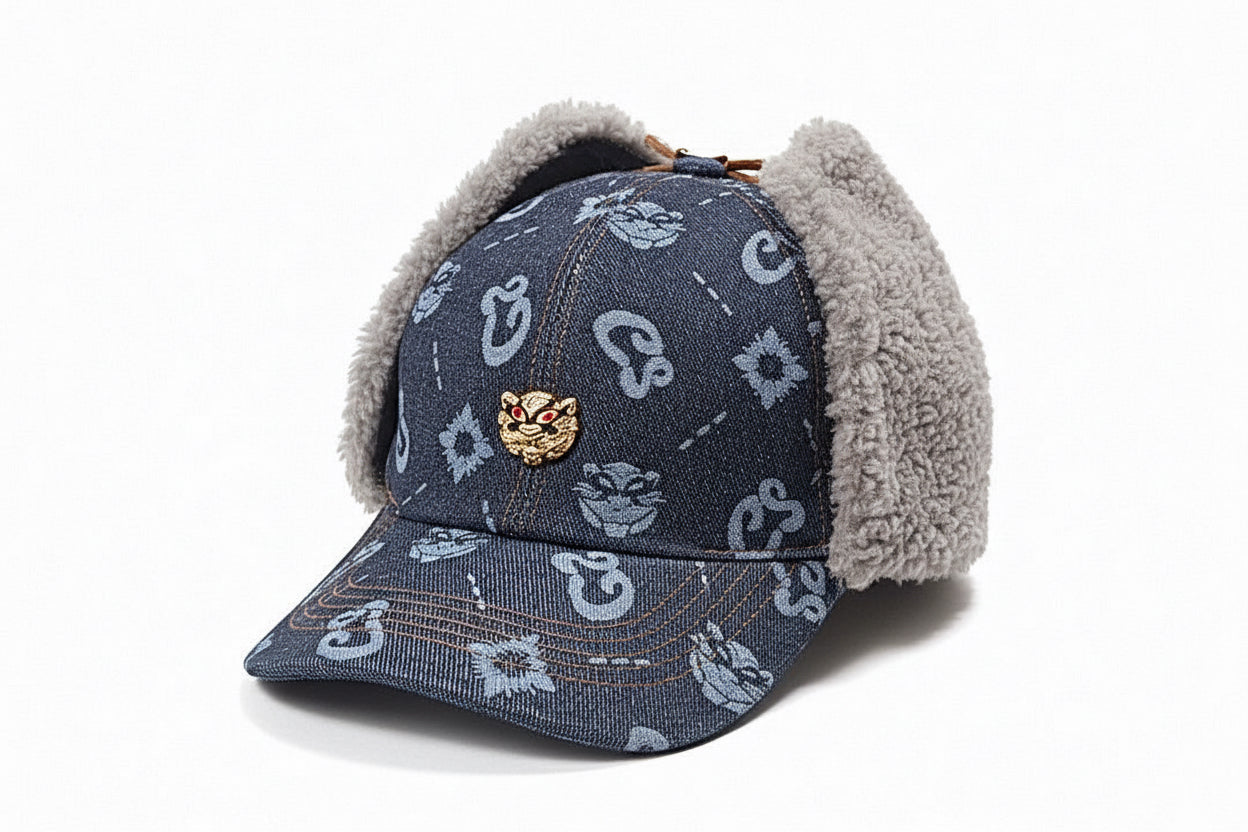 2026-ICONIC UNISEX CS MONOGRAM LAMB SHEARLING FUR/DENIM HAT