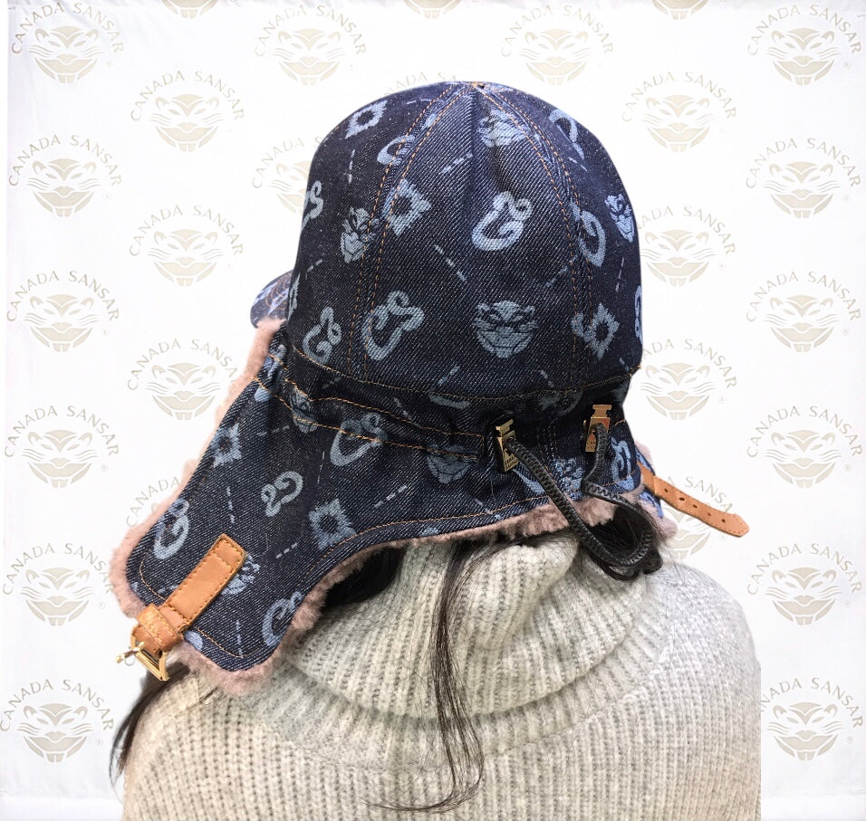 2026-ICONIC UNISEX CS MONOGRAM LAMB SHEARLING FUR/DENIM HAT