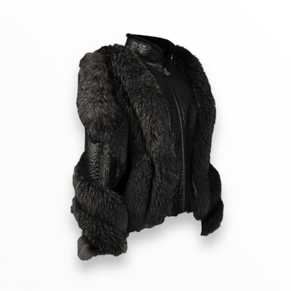 Crocodile Shearling & Midnight Noir Fur Jacket