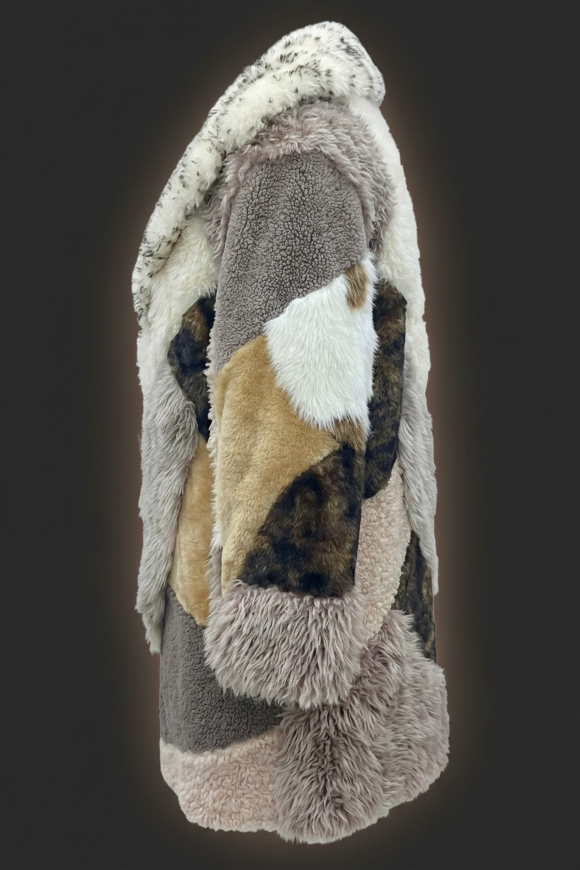 2026-27 NEW ERA COLLECTION               Iconic Intarsia Shearling “MIRROR” Long Fur Coat (unisex)