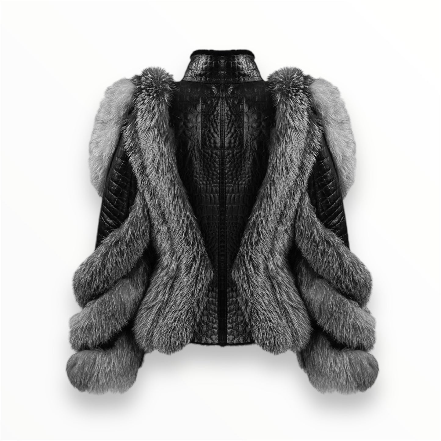 Crocodile Shearling & Silver Fox Fur Jacket