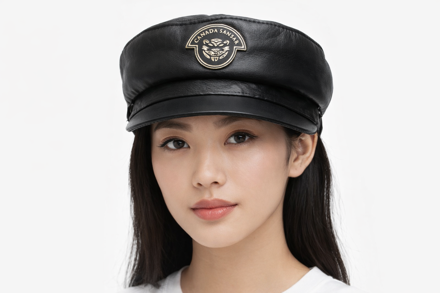 New Era Collection 2026-Luxury Black Lamb Leather Designer Officer Hat.(Unisex)