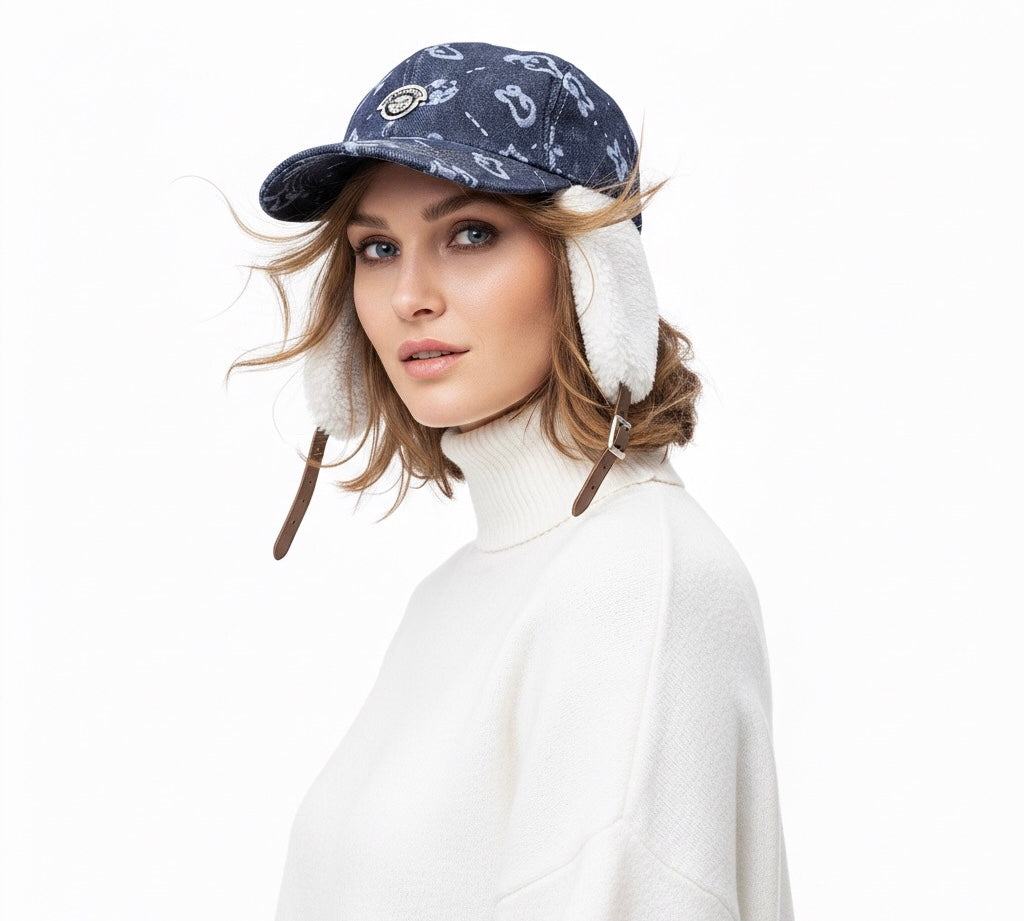 ICONIC UNISEX CS MONOGRAM LAMB SHEARLING FUR/DENIM HAT - FW25-26 LIMITED EDITION