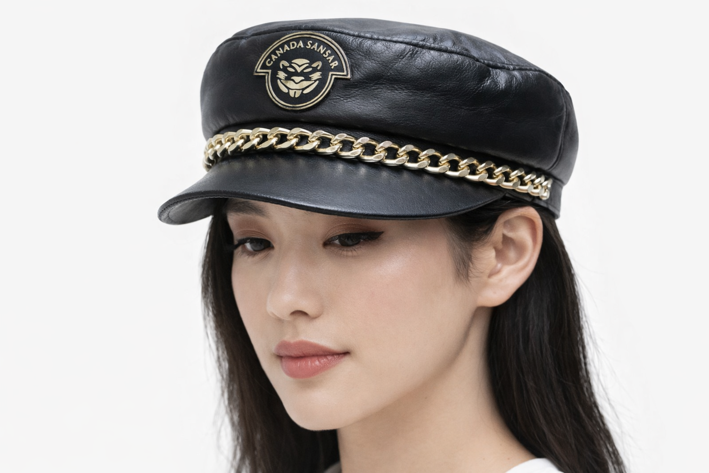 New Era Collection 2026-Luxury Black Lamb Leather Designer Officer Hat.(Unisex)