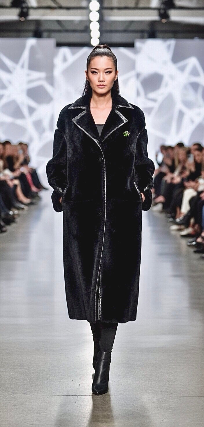 The Iconic Italian Black Shearling Long Coat | A Lifetime