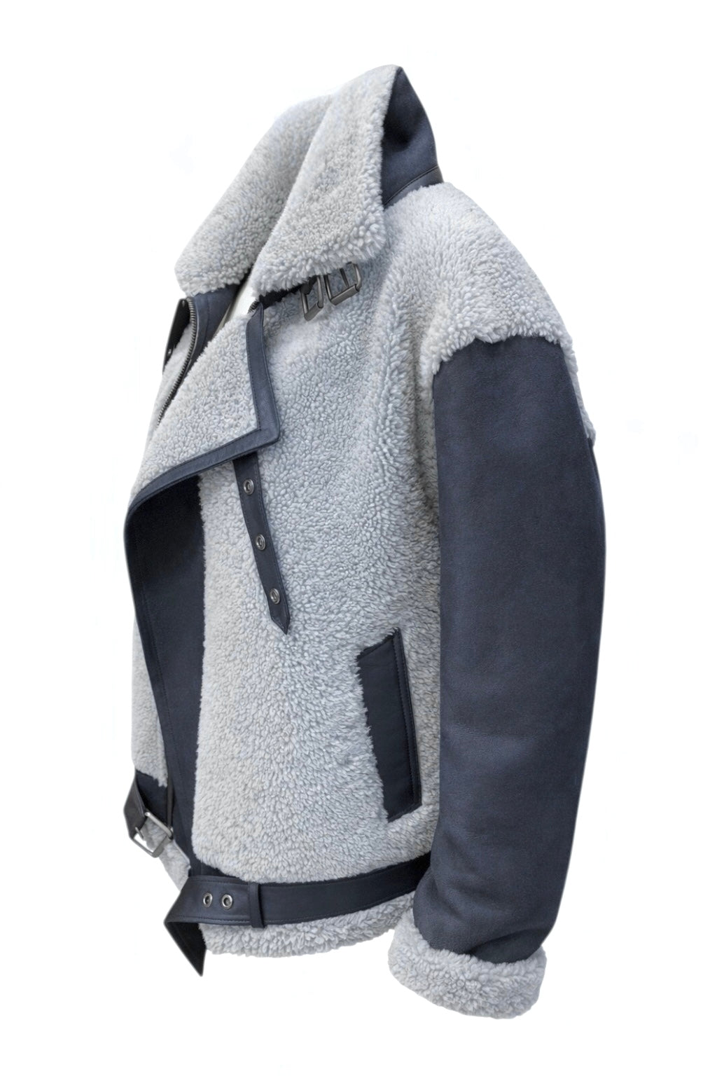 2026 New Era Collection                      Limited Edition of Indigo-Blue Shearling Pilot Jacket.