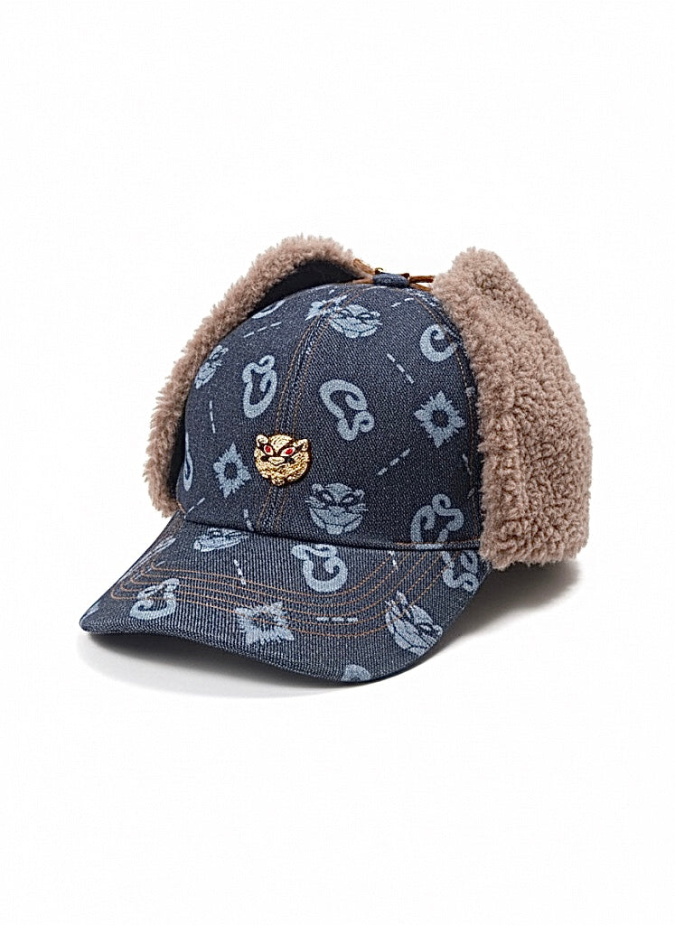 ICONIC UNISEX CS MONOGRAM LAMB SHEARLING FUR/DENIM HAT - FW25-26 LIMITED EDITION