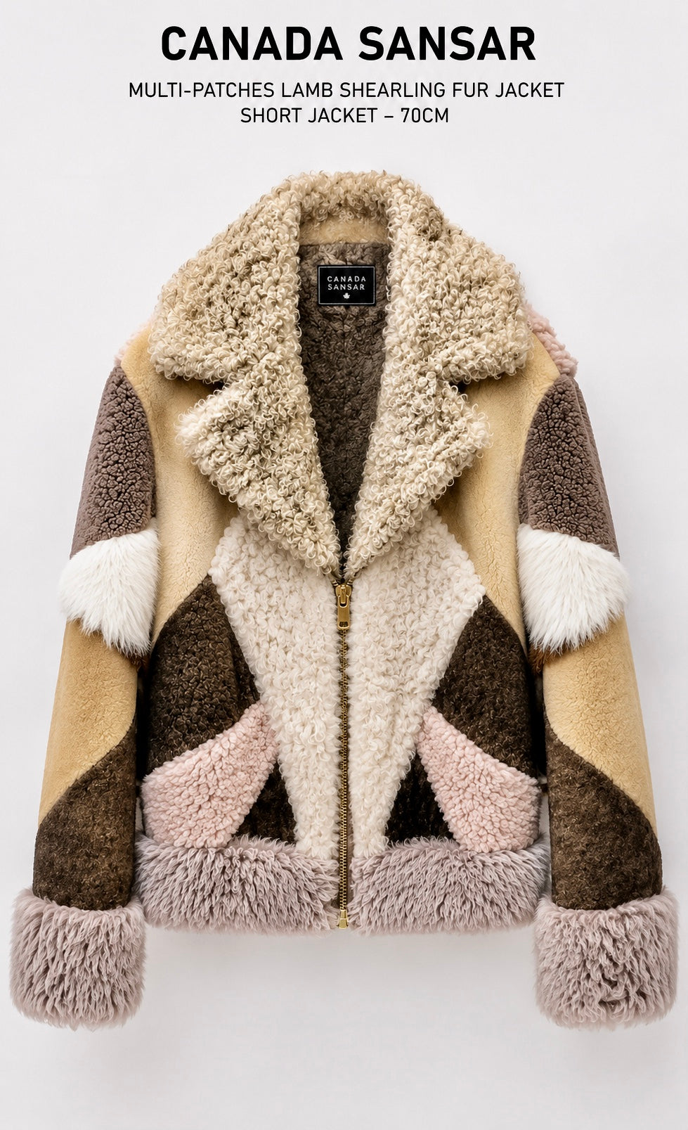 2026-27 New Era Collection                  Iconic Intarsia Shearling “MIRROR” Short Fur Coat (unisex)