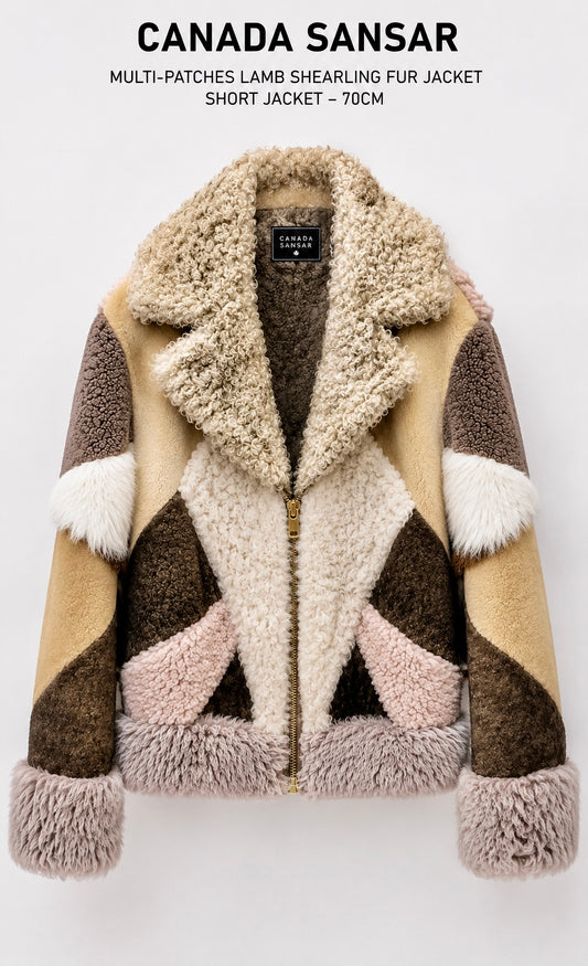 2026-27 New Era Collection                  Iconic Intarsia Shearling “MIRROR” Short Fur Coat (unisex)