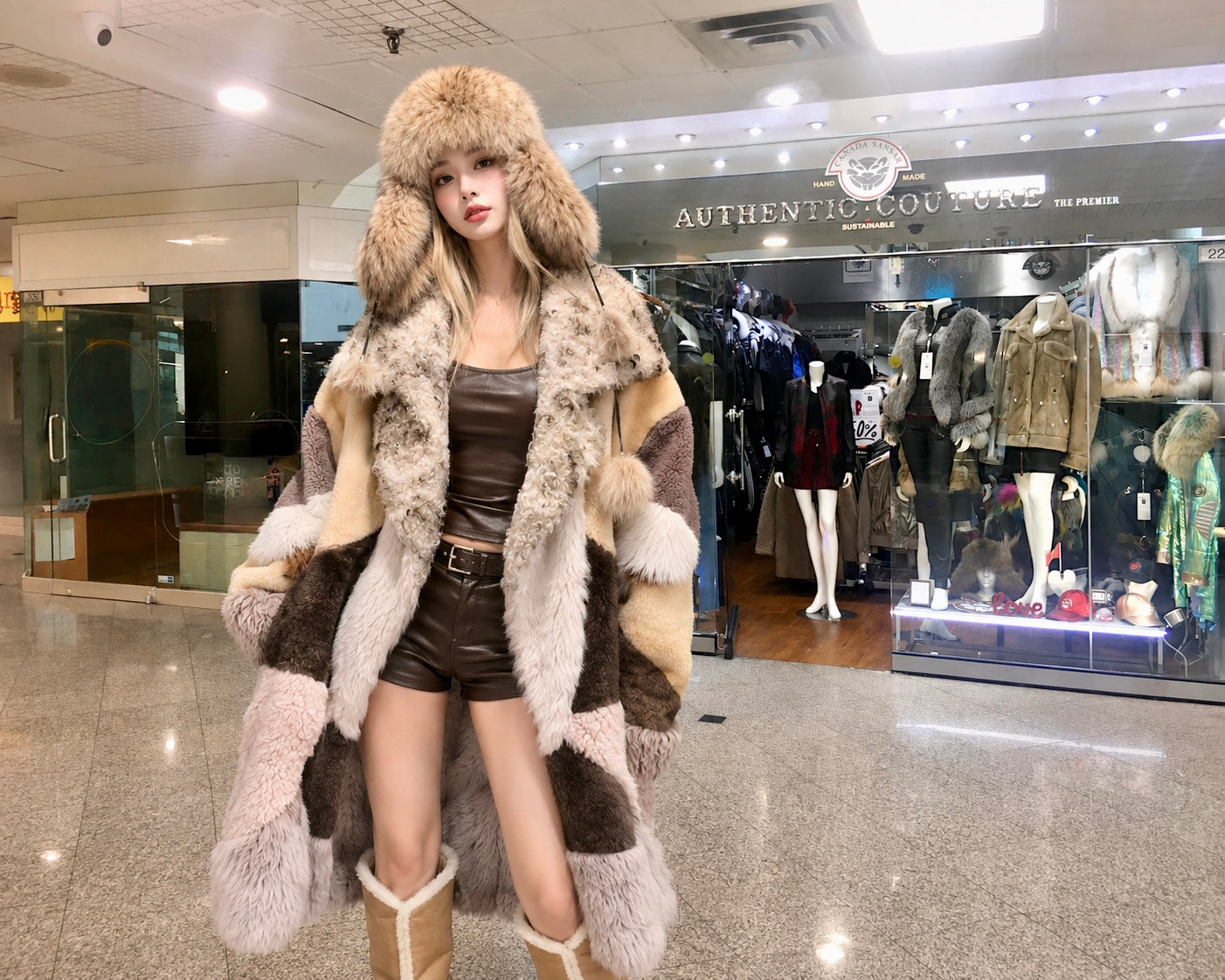 2026-27 NEW ERA COLLECTION               Iconic Intarsia Shearling “MIRROR” Long Fur Coat (unisex)
