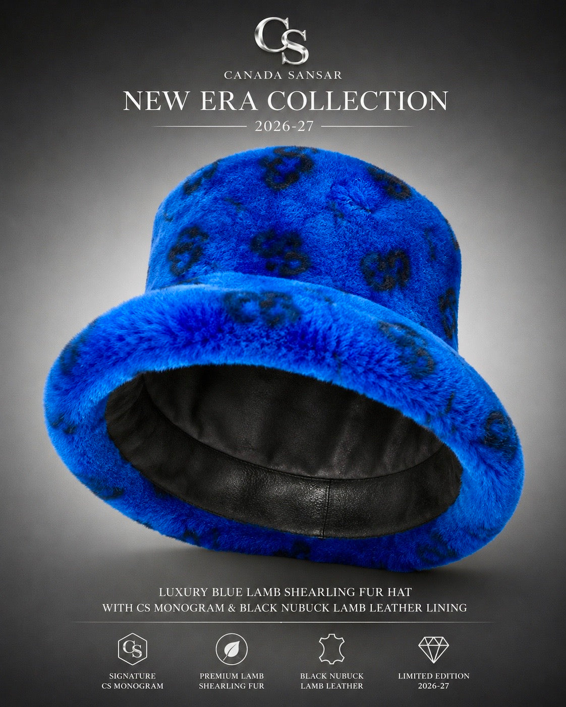 NEW ERA COLLECTION 2026–27
Luxury Royal Blue CS Monogram Shearling Hat.