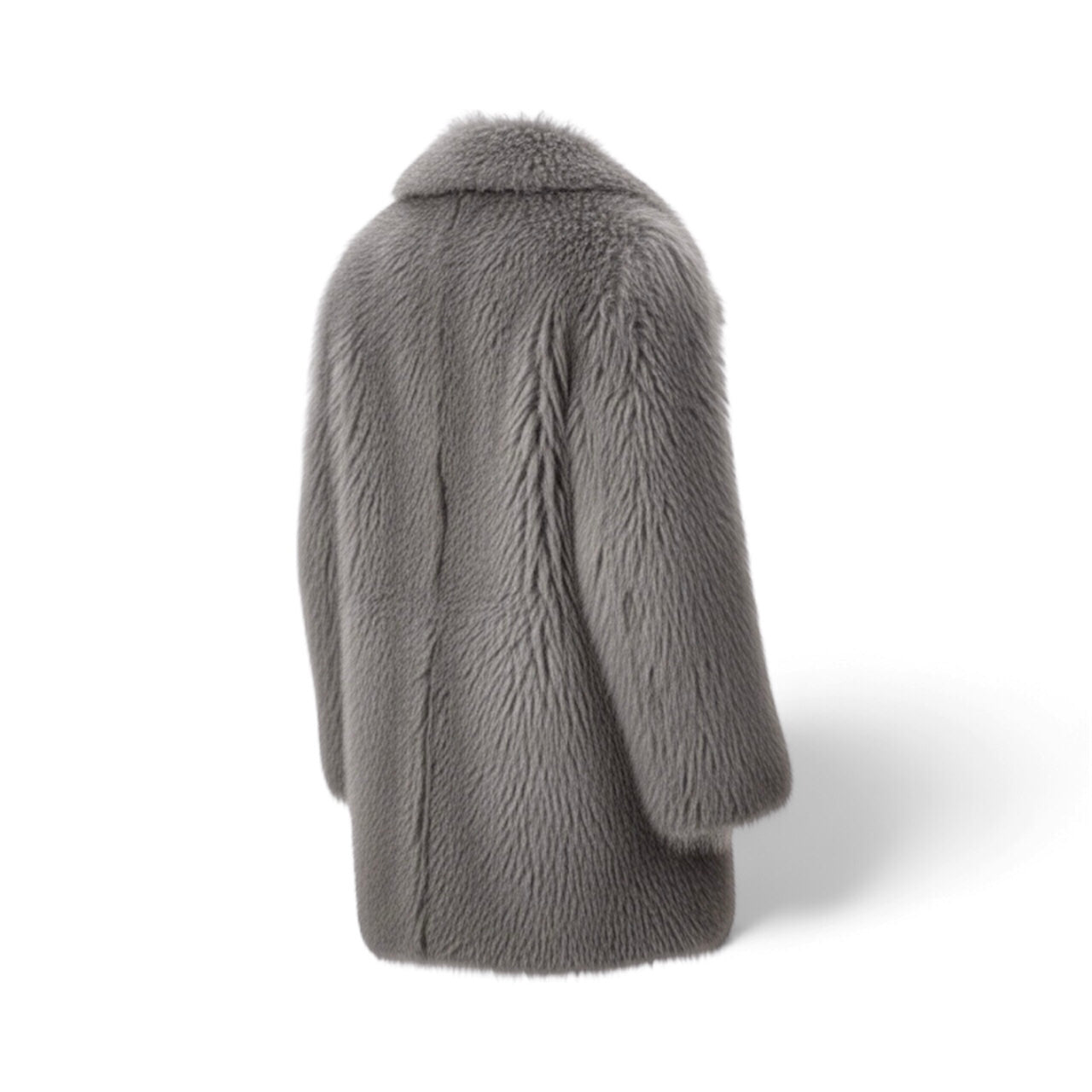 Iconic Luxury Italian Light Silver-grey Toscana Lamb Shearling Fur Coat.